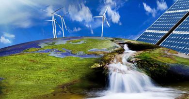 Erneuerbare Energie, Grüne Energie, Solarstrom und Windenergie.