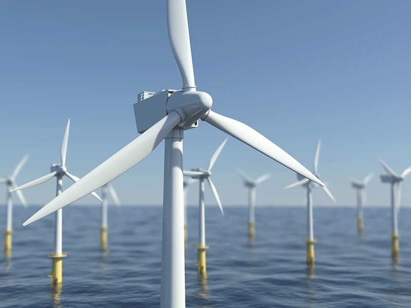 Onshore und Offshore Windindustrie Thema Stromspeicherung.