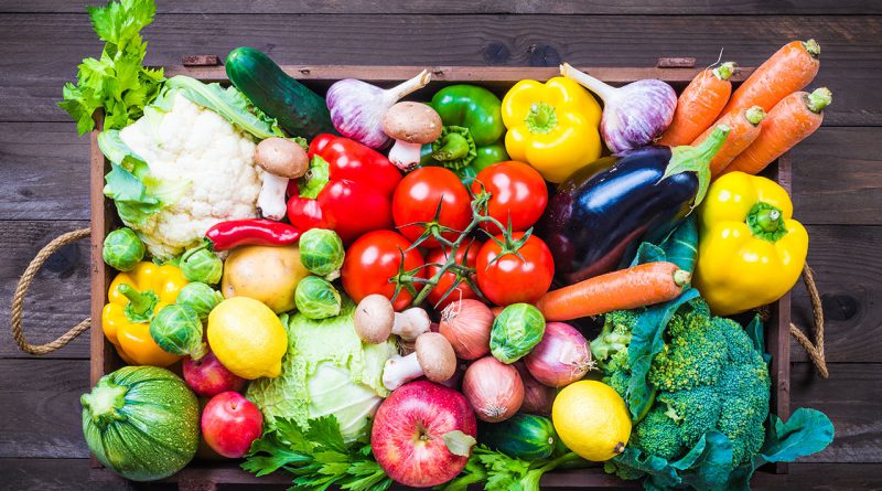 Vegane fleischfreie Ernährung. Gemüse und Obst.