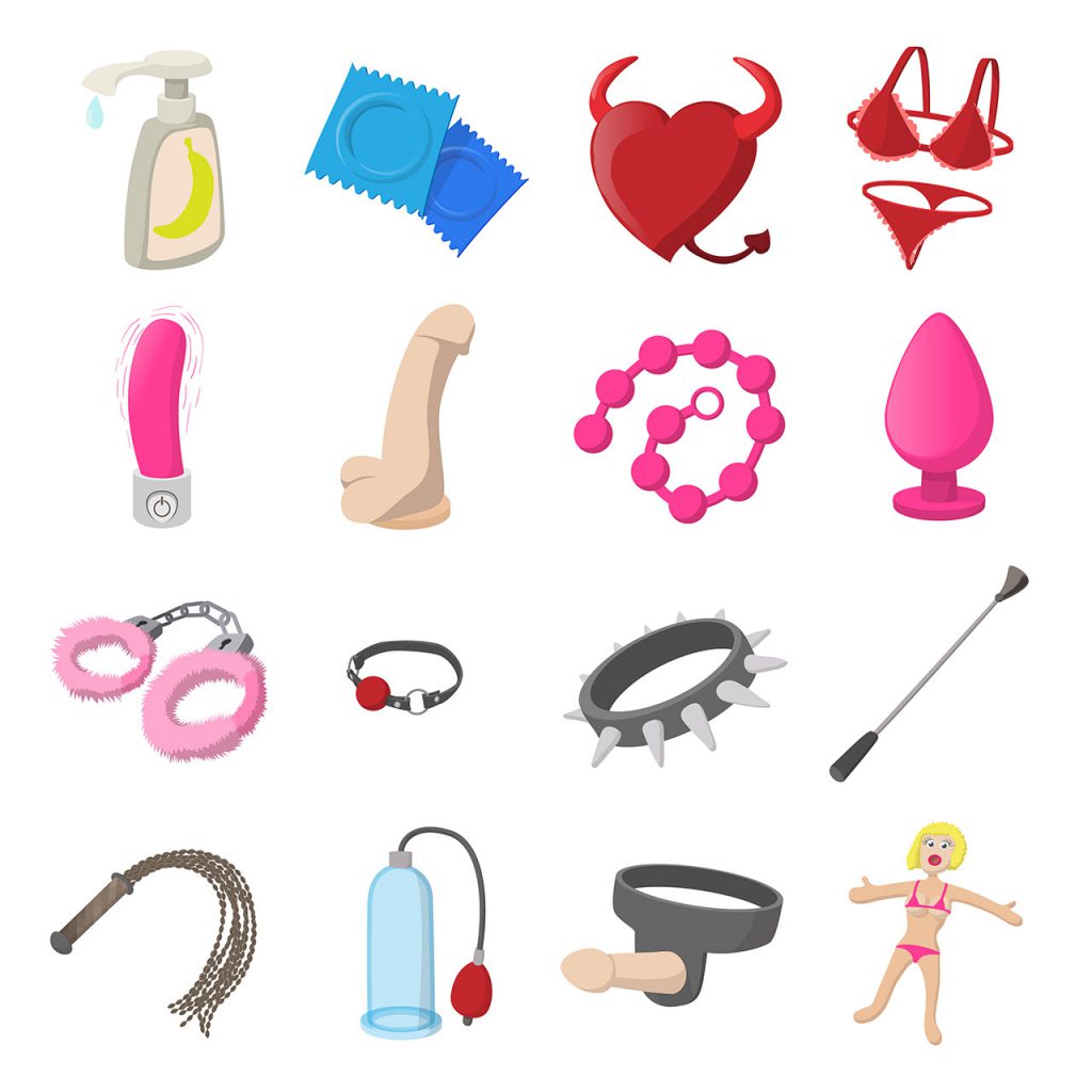 Gleitgel, Dildos, Reizwäsche, Analplugs, Peitschen, Handschellen und Sextoys.